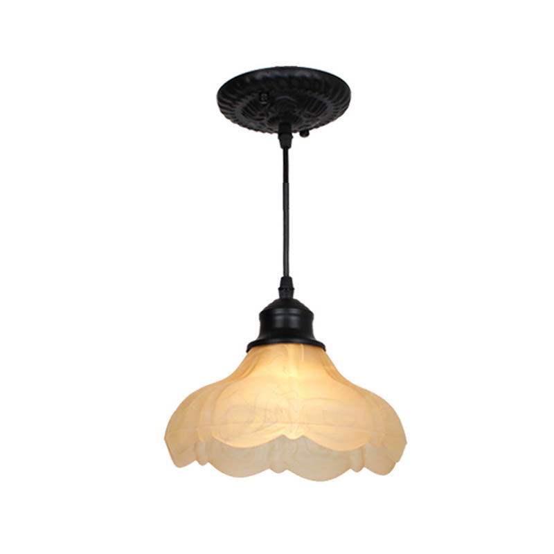 White Glass Hanging Lamps with Glossy Shade Industrial Suspension Pendant