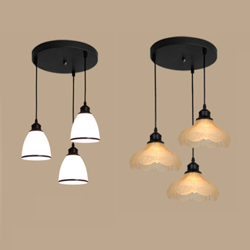 White Glass Hanging Lamps with Glossy Shade Industrial Suspension Pendant