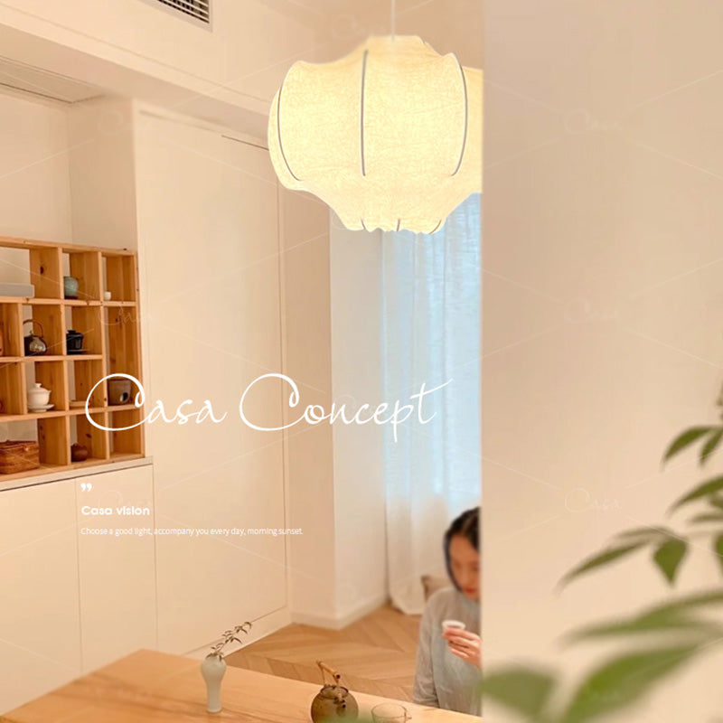 Stoff schattierte Suspension Pendelleuchte leichte nordische Style -Anhänger -Deckenleuchte in Weiß