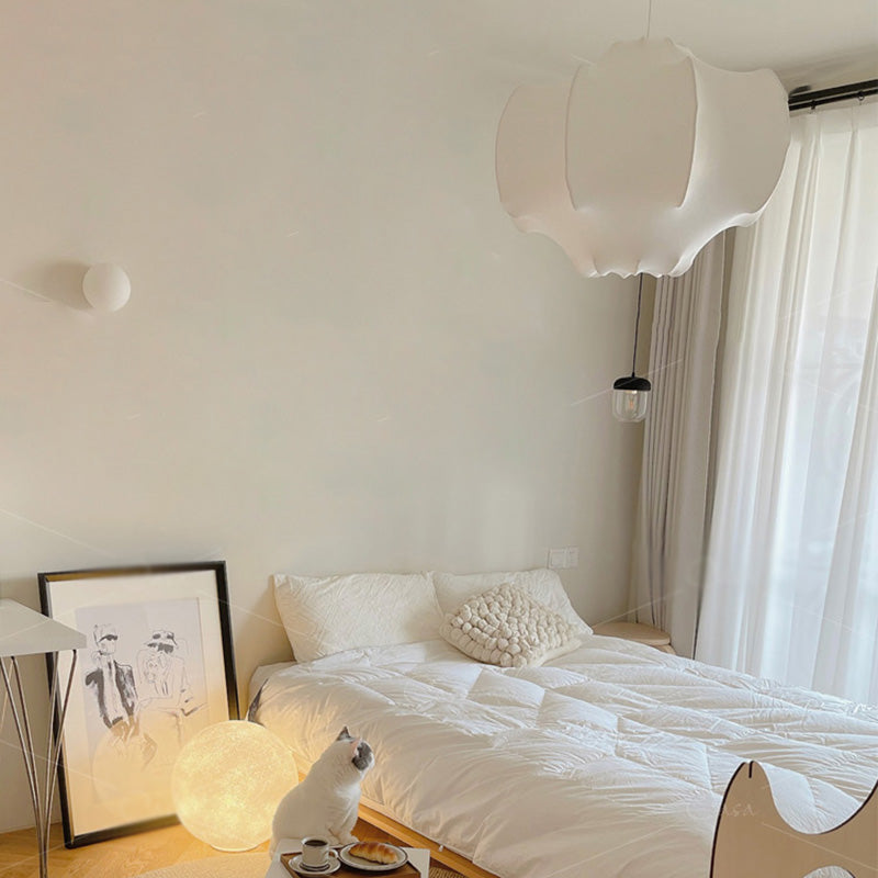 Stoff schattierte Suspension Pendelleuchte leichte nordische Style -Anhänger -Deckenleuchte in Weiß