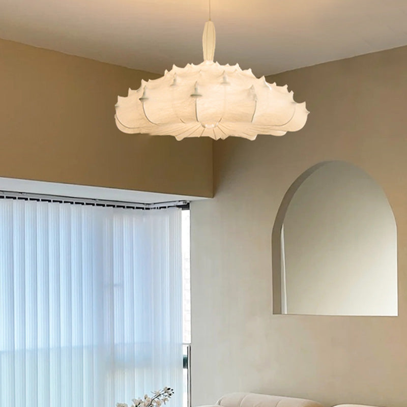 Sala de estar sombreada techo colgante de tela de tela de tela colgante de diseño colgante en blanco