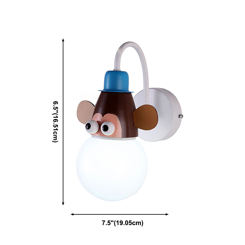 Lámpara de pared de bombilla de plumas de plancha de hierro animal para espacio para niños