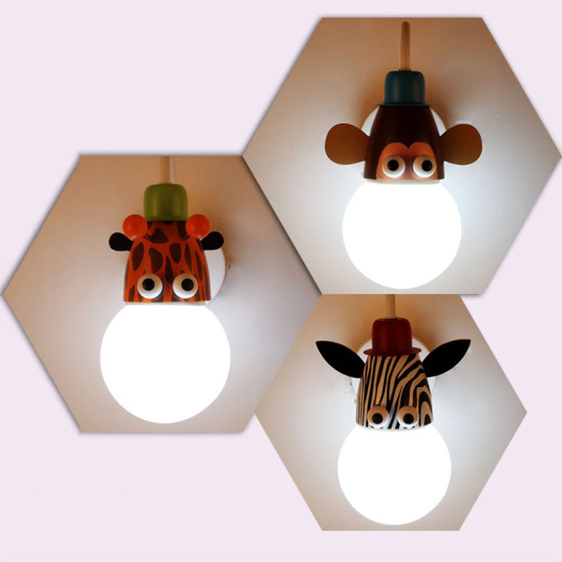 Lámpara de pared de bombilla de plumas de plancha de hierro animal para espacio para niños