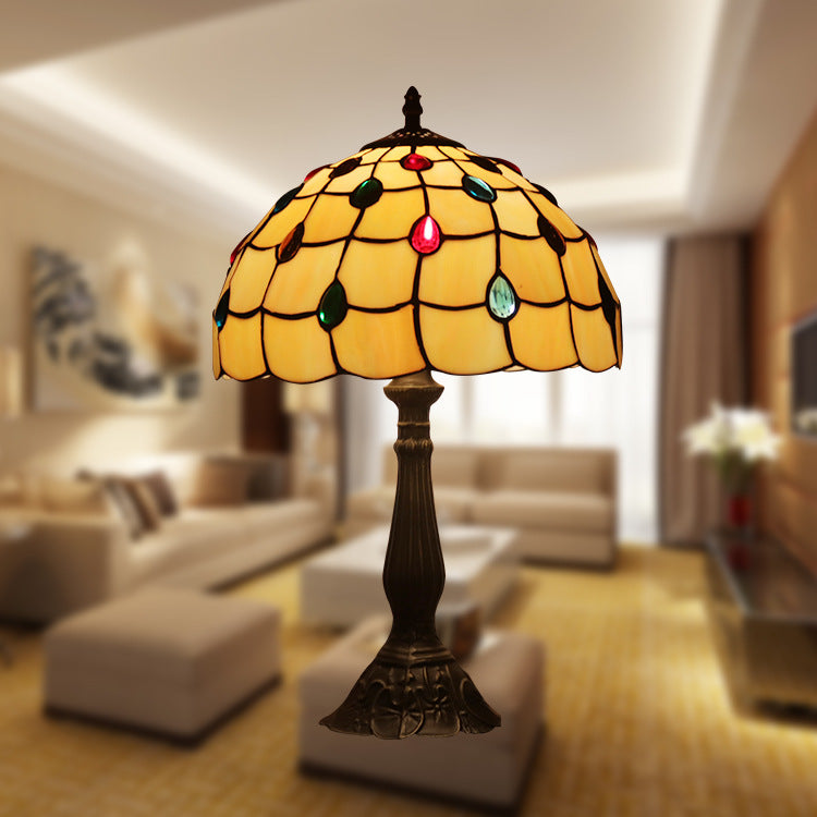 Schüssel Nachttisch Lampe Single-Bulb Buntglas Tiffany Tisch leichte Ideen für das Restaurant