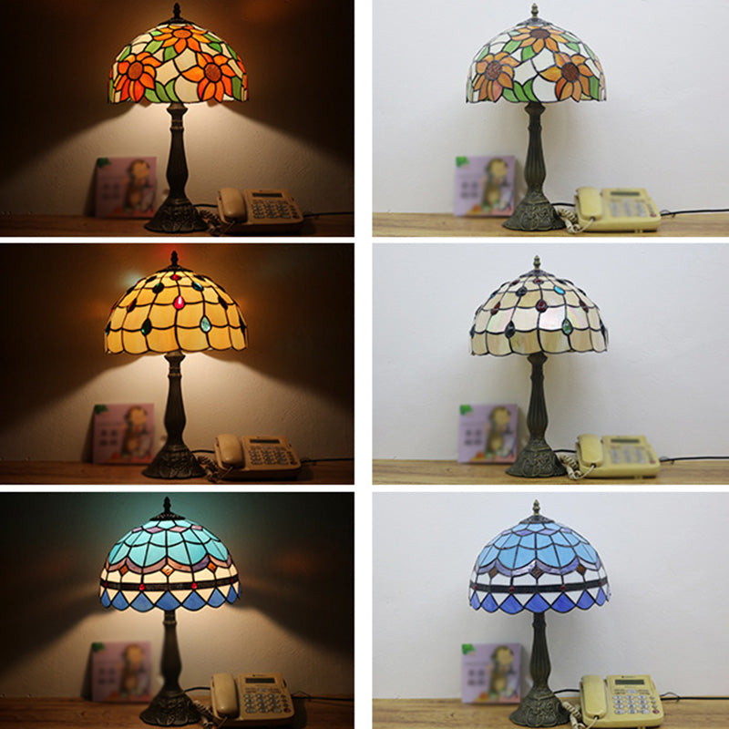 Schüssel Nachttisch Lampe Single-Bulb Buntglas Tiffany Tisch leichte Ideen für das Restaurant