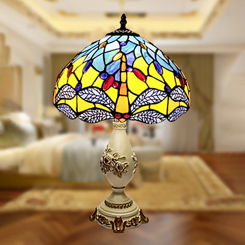 Schüssel Nachttisch Lampe Single-Bulb Buntglas Tiffany Tisch leichte Ideen für das Restaurant