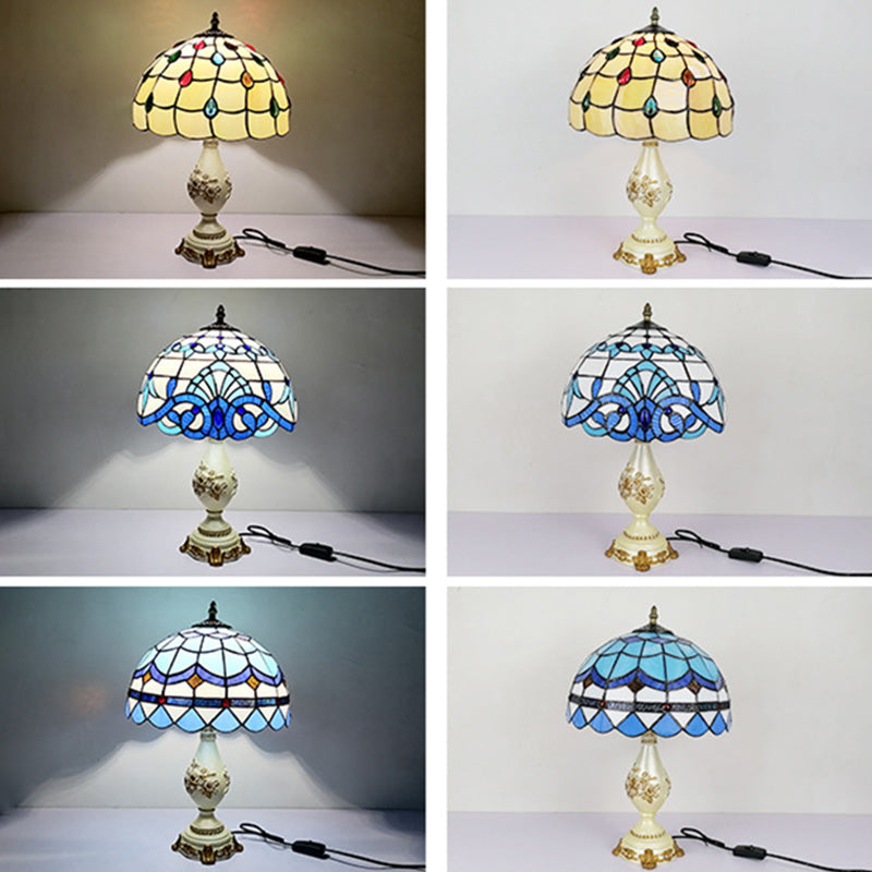 Schüssel Nachttisch Lampe Single-Bulb Buntglas Tiffany Tisch leichte Ideen für das Restaurant