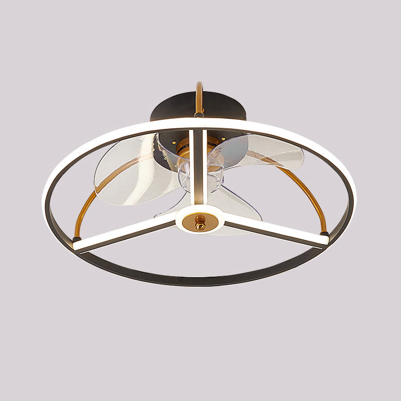 Minimalistische kreisförmige Deckenventilator Leuchte Acryl Schlafzimmer LED LED LEMI BUSH MOUNT LAUT