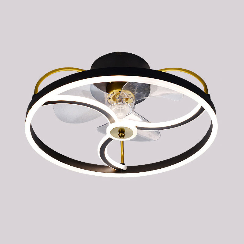 Minimalistische kreisförmige Deckenventilator Leuchte Acryl Schlafzimmer LED LED LEMI BUSH MOUNT LAUT