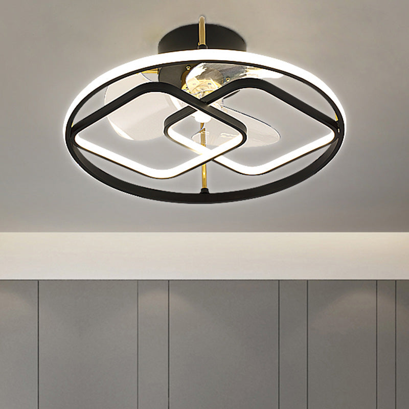Minimalistische kreisförmige Deckenventilator Leuchte Acryl Schlafzimmer LED LED LEMI BUSH MOUNT LAUT