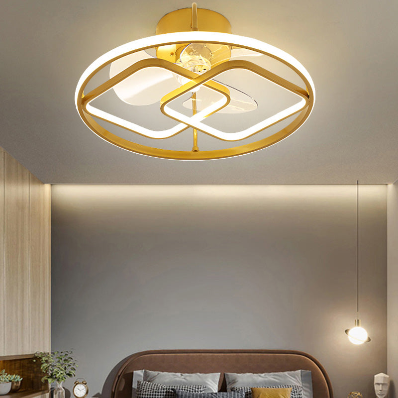 Minimalistische kreisförmige Deckenventilator Leuchte Acryl Schlafzimmer LED LED LEMI BUSH MOUNT LAUT