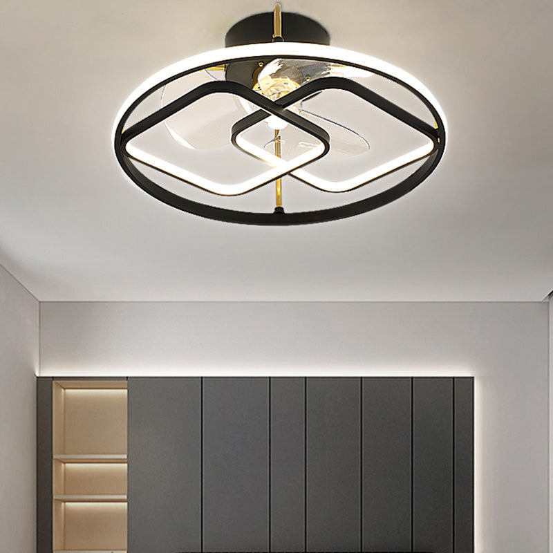 Minimalistische kreisförmige Deckenventilator Leuchte Acryl Schlafzimmer LED LED LEMI BUSH MOUNT LAUT