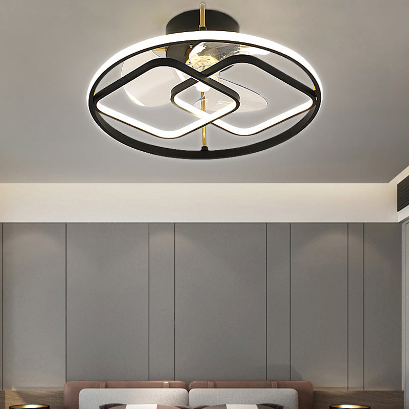 Minimalistische kreisförmige Deckenventilator Leuchte Acryl Schlafzimmer LED LED LEMI BUSH MOUNT LAUT