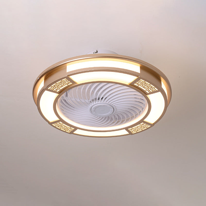 Trommelförmige LED -Deckenlüftungslampe Moderne Metallic LED Semi Flush Leuchte