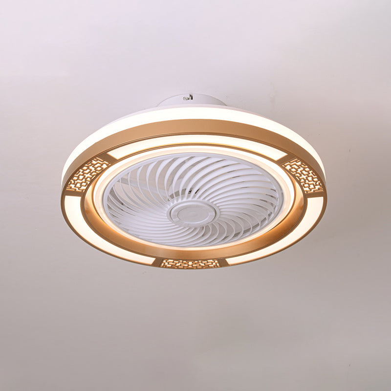 Trommelförmige LED -Deckenlüftungslampe Moderne Metallic LED Semi Flush Leuchte