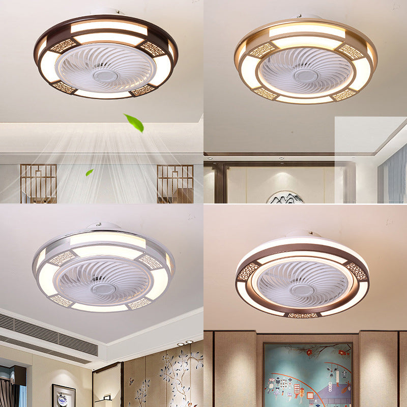 Trommelförmige LED -Deckenlüftungslampe Moderne Metallic LED Semi Flush Leuchte