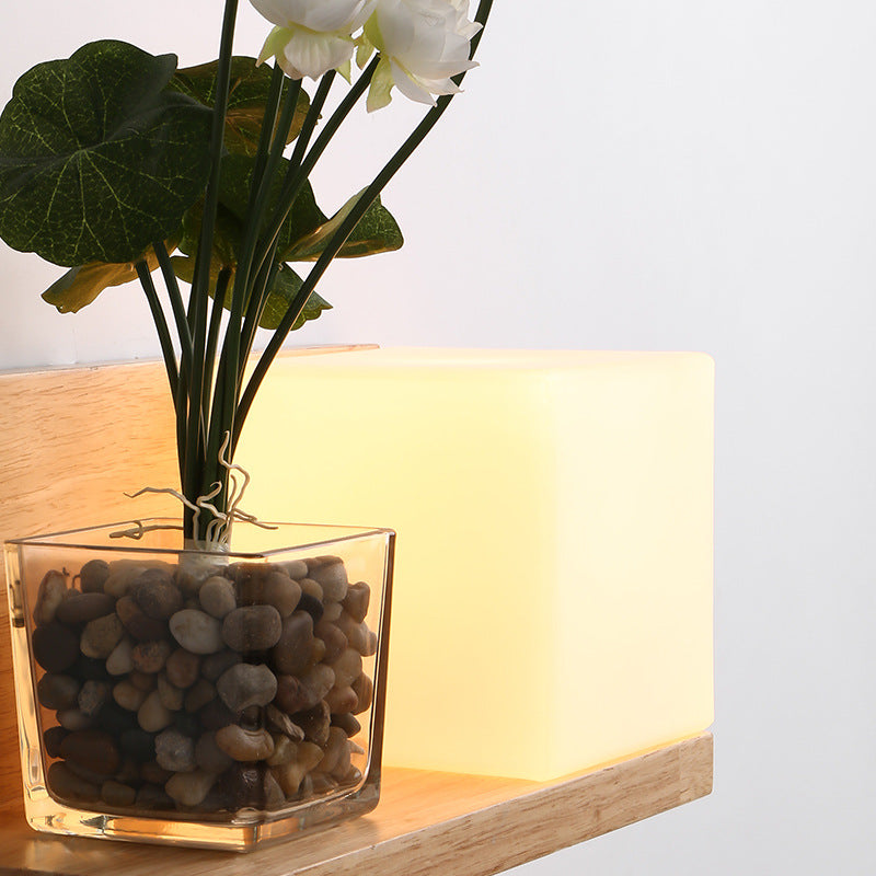 Lampada da parete rettangolare in legno in vetro minimalista moderno Pronzo da parete interno