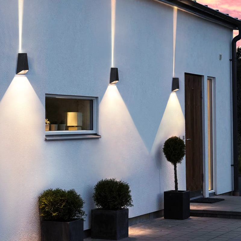 Lámpara de montaje de pared de aluminio moderna de 2 luces apliques de pared al aire libre para jardín