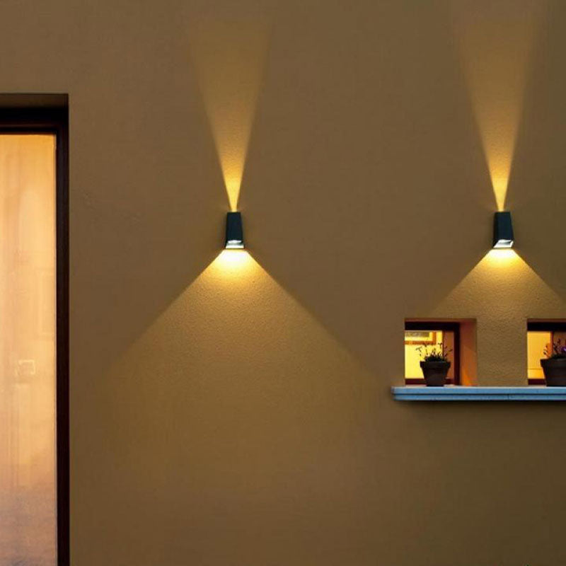 Lámpara de montaje de pared de aluminio moderna de 2 luces apliques de pared al aire libre para jardín