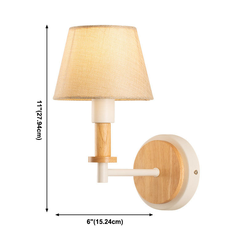 Cone Wood Wall Light Nordic Modern 1-light Wall Sconce for Children's Room