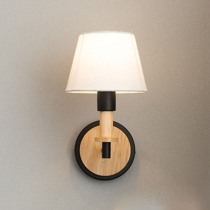 Cone Wood Wall Light Nordic Modern 1-light Wall Sconce for Children's Room