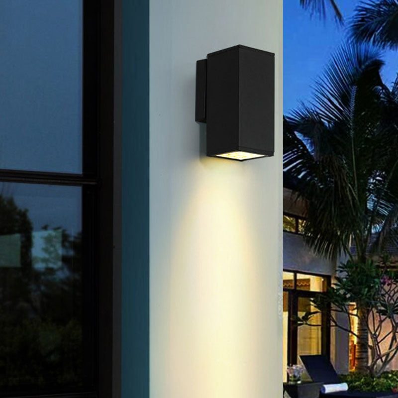 Modern Black Aluminum Wall Light Fixture 2-Light Outdoor Wall Sconce Light