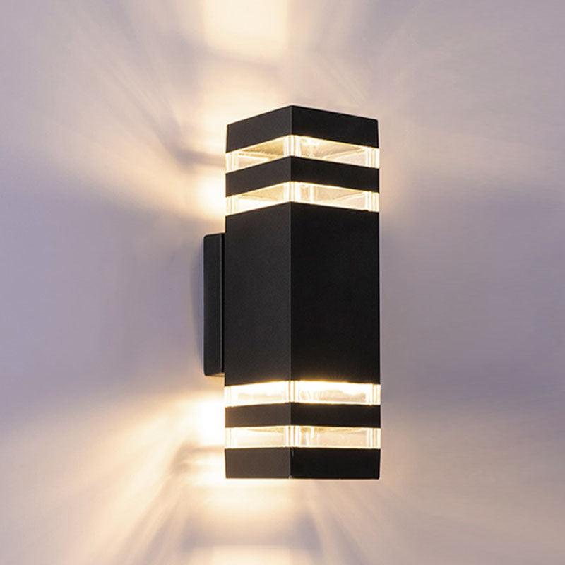 Modern Black Aluminum Wall Light Fixture 2-Light Outdoor Wall Sconce Light