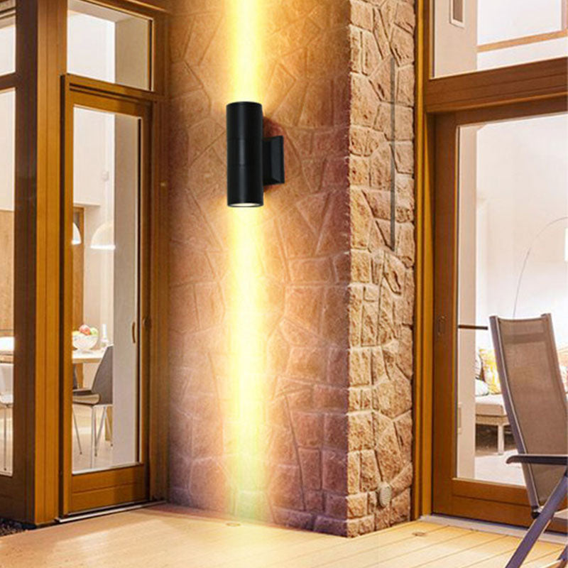 Modern Black Aluminum Wall Light Fixture 2-Light Outdoor Wall Sconce Light
