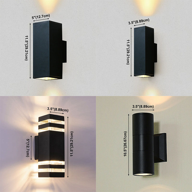 Modern Black Aluminum Wall Light Fixture 2-Light Outdoor Wall Sconce Light