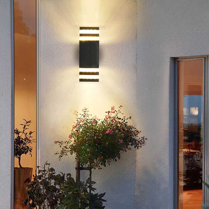 Modern Black Aluminum Wall Light Fixture 2-Light Outdoor Wall Sconce Light