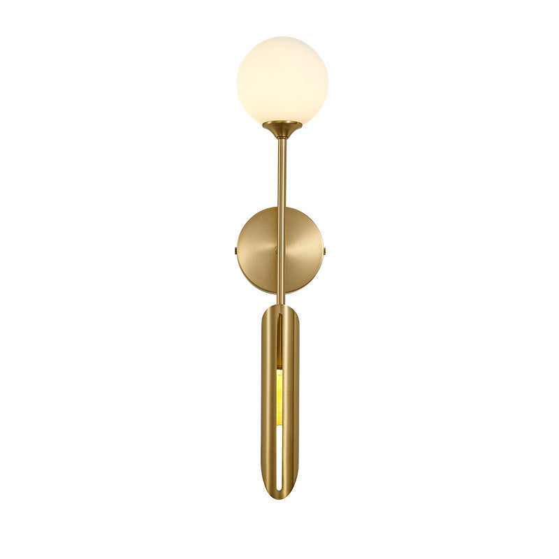 Contemporary Glass Wall Sconce Armed 2-Light Wall Mounted Light for Bedroom