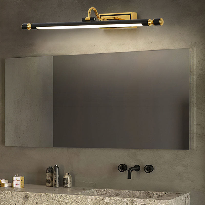 Linear Shade 1-Light Wall Sconce Modern Simple Style Mirror Wall Lighting in Black