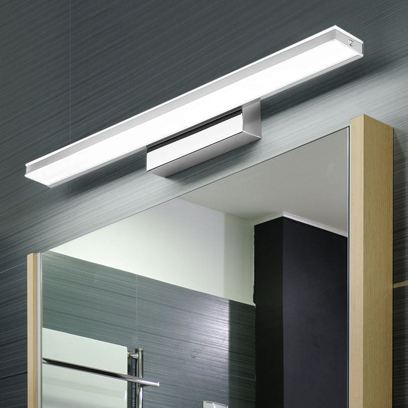 1-Head Linear Shade Wall Sconce Modern Simple Style Mirror Wall Lighting in White