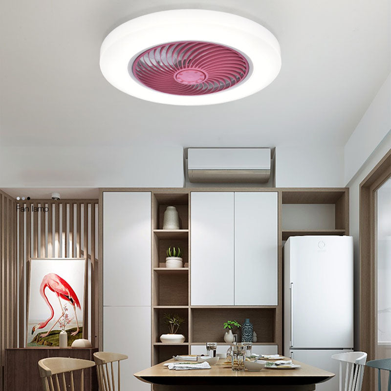 Moderne kreative LED -Deckenventilator Leichte schmiedeeisere kreisförmige Flush -Halterung mit Acrylschatten