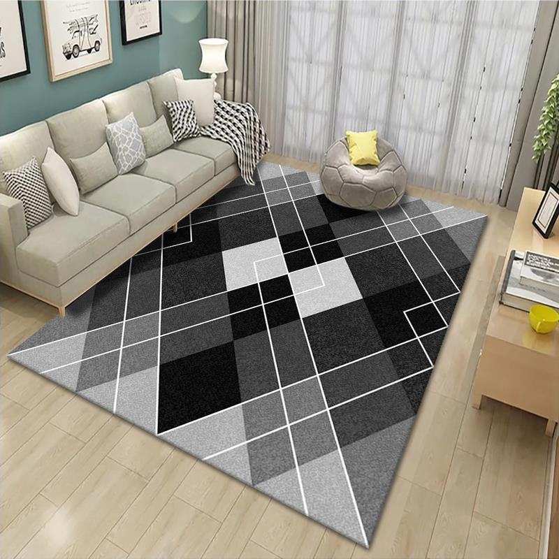 Contemporary Graphic Print Carpet Polyester Indoor Rug Stain Resistant Area Carpet for Living Room