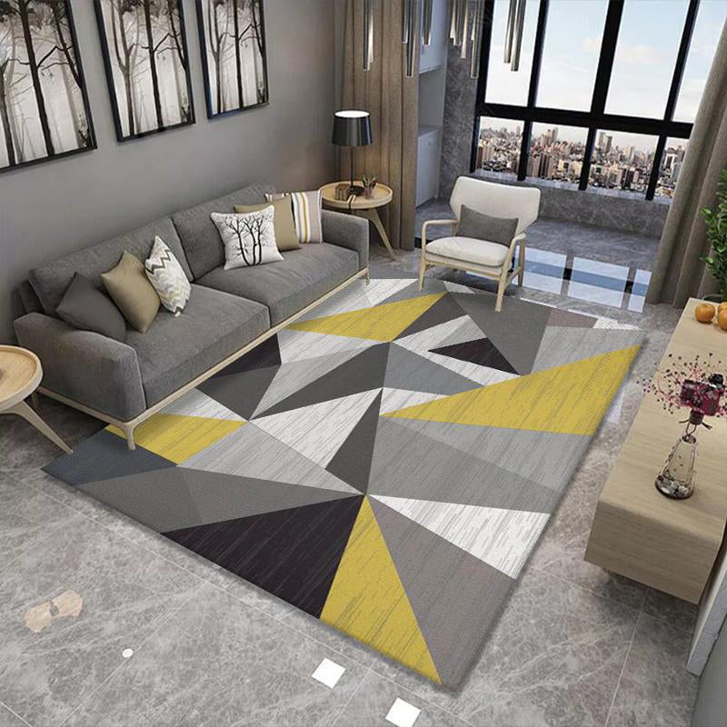 Simplicity Home Decoration Carpet Geometry Print Area Rug Polyester Non-Slip Backing Indoor Carpet