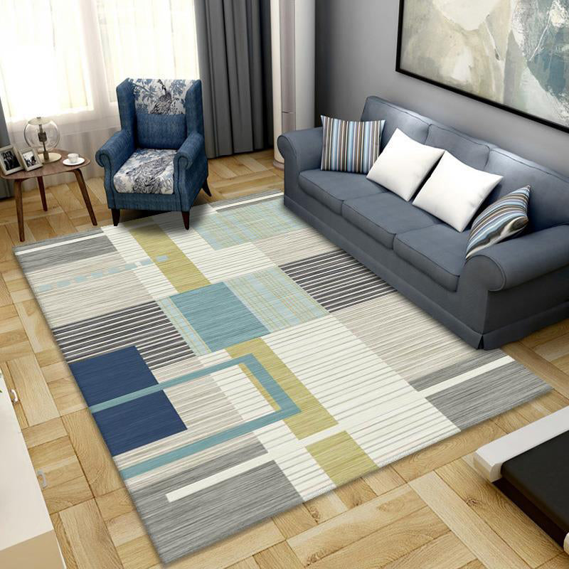 Modern Geometric Printed Rug Polyester Carpet Non-Slip Backing Indoor Carpet for Home Decoration