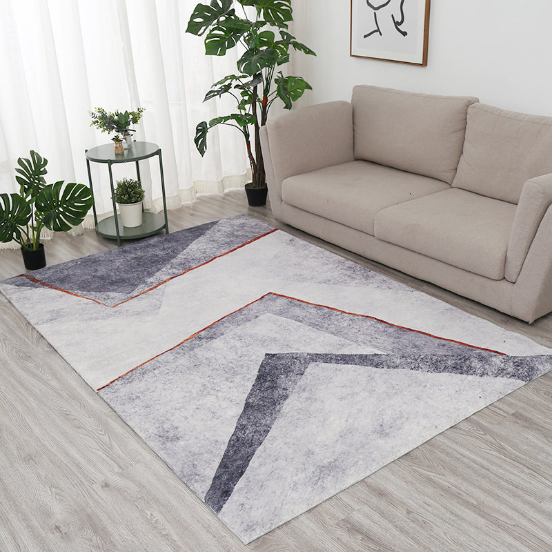 Stylish Geometric Pattern Area Rug Modern Polyester Rug Anti-Slip Easy Care Rug for Living Room