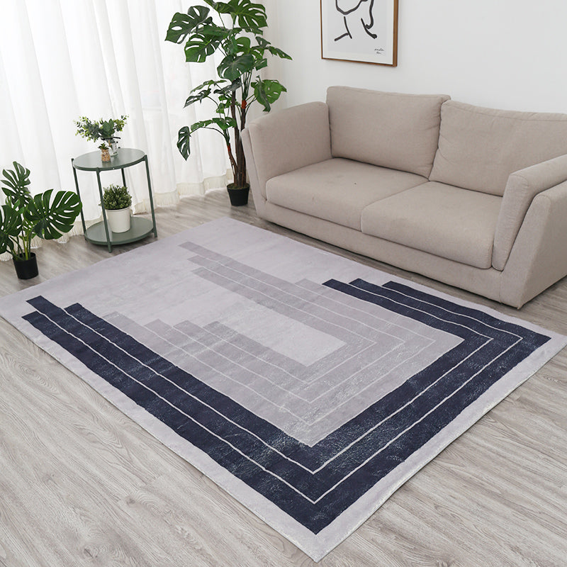 Stylish Geometric Pattern Area Rug Modern Polyester Rug Anti-Slip Easy Care Rug for Living Room