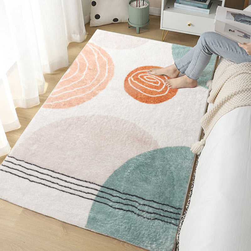 Light Orange Carpet Polyester Striped Carpet Non-Slip Backing Carpet for Living Room