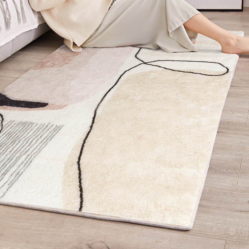 Light Orange Carpet Polyester Striped Carpet Non-Slip Backing Carpet for Living Room