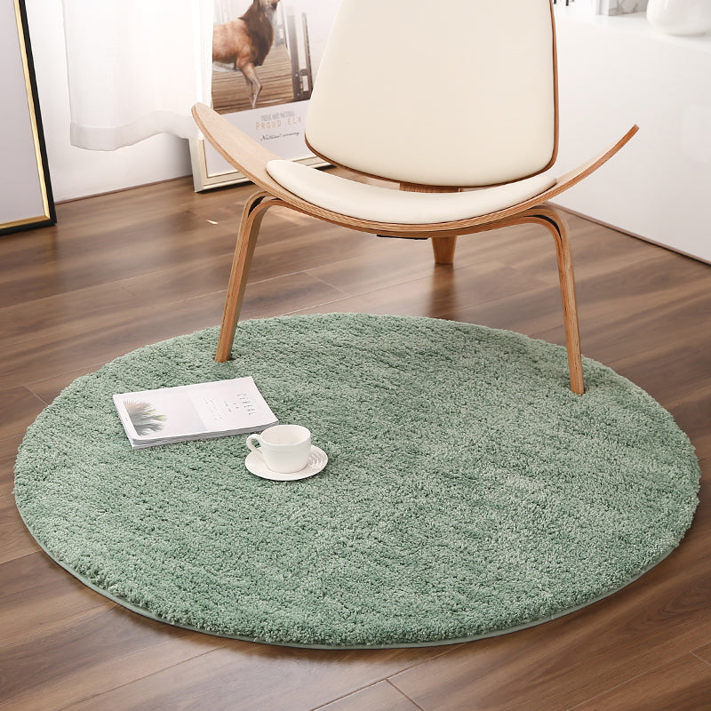 Moderner runder fester Farbe Teppich lässig Innenteppich Polyster Fleckenresistent Bereiche Teppich für Wohnzimmer