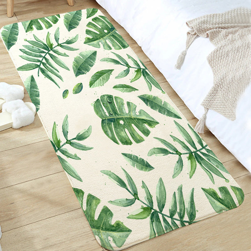 Green Modern Rug Polyester Plant Area Rug Washable Indoor Rug for Home Decoration