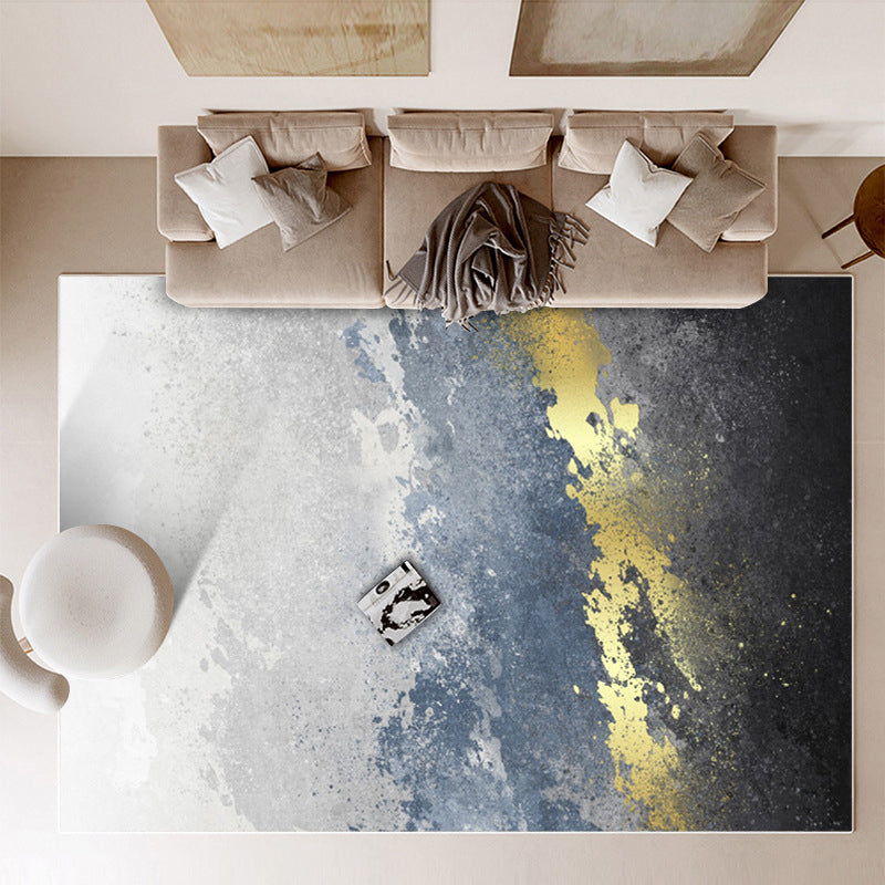 Gold Contemporary Rug Polyester Graphic Rug Stain Resistant Rug for Home Decor