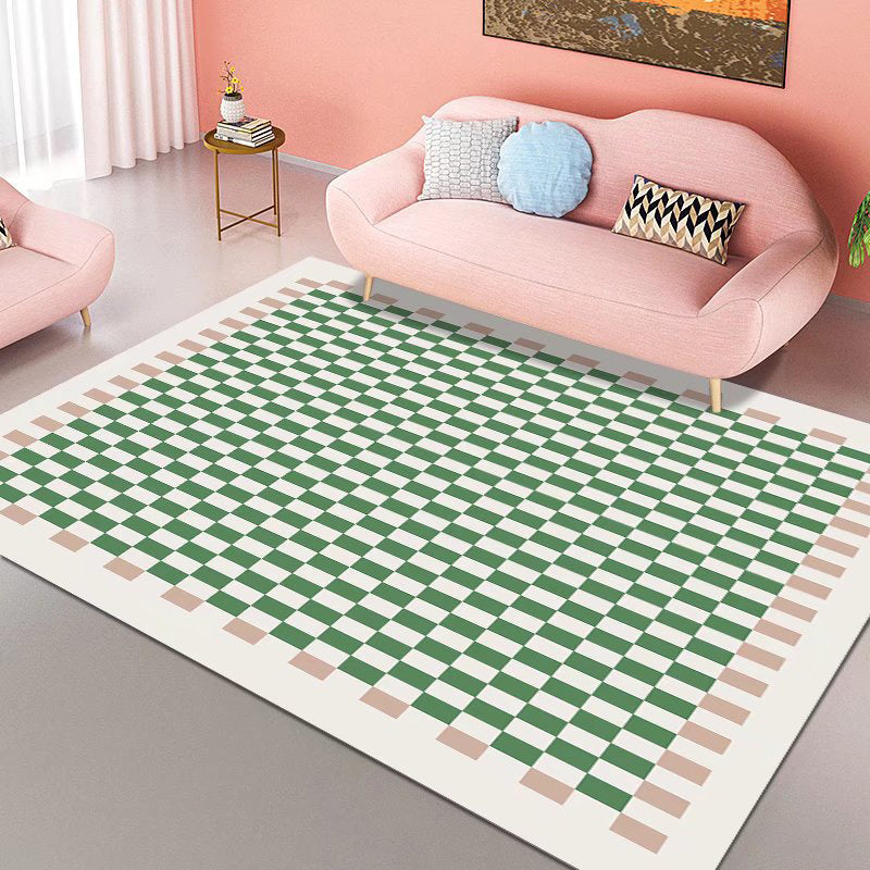 Simplicity Home Decoration Rug Checkered Print Area Carpet Polyester Stain Resistant Indoor Carpet