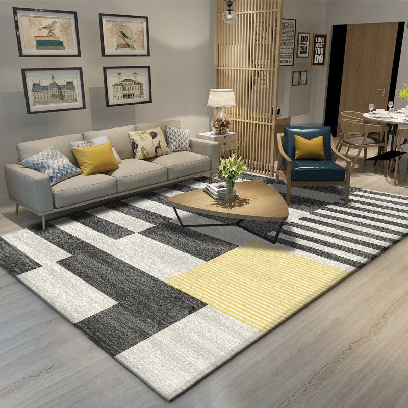 Stylish Modern Area Carpet Geometric Pattern Polyester Area Rug Anti-Slip Rug for Home Decor