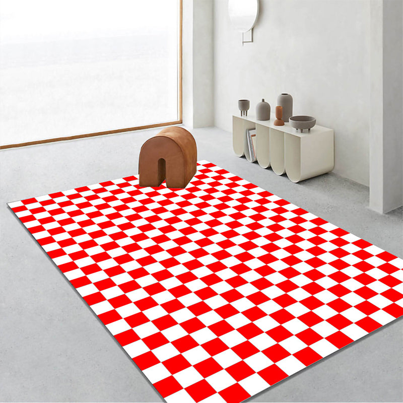 Contemporary Checkered Print Rug Polyester Carpet Stain Resistant Indoor Rug for Home Decoration