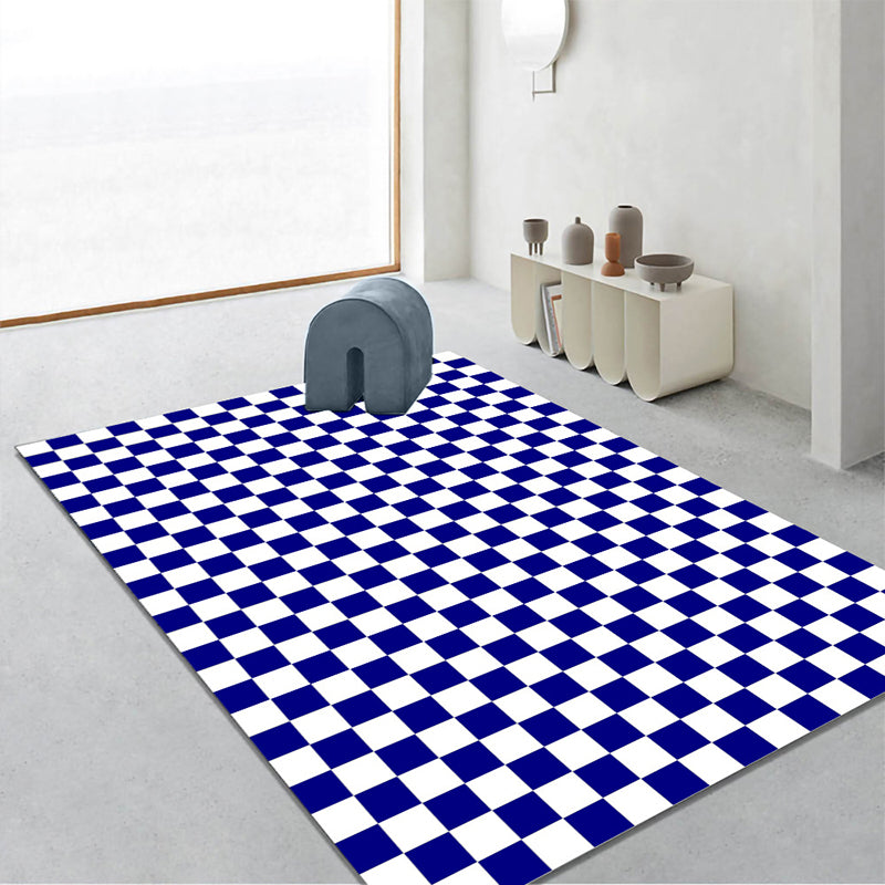 Contemporary Checkered Print Rug Polyester Carpet Stain Resistant Indoor Rug for Home Decoration