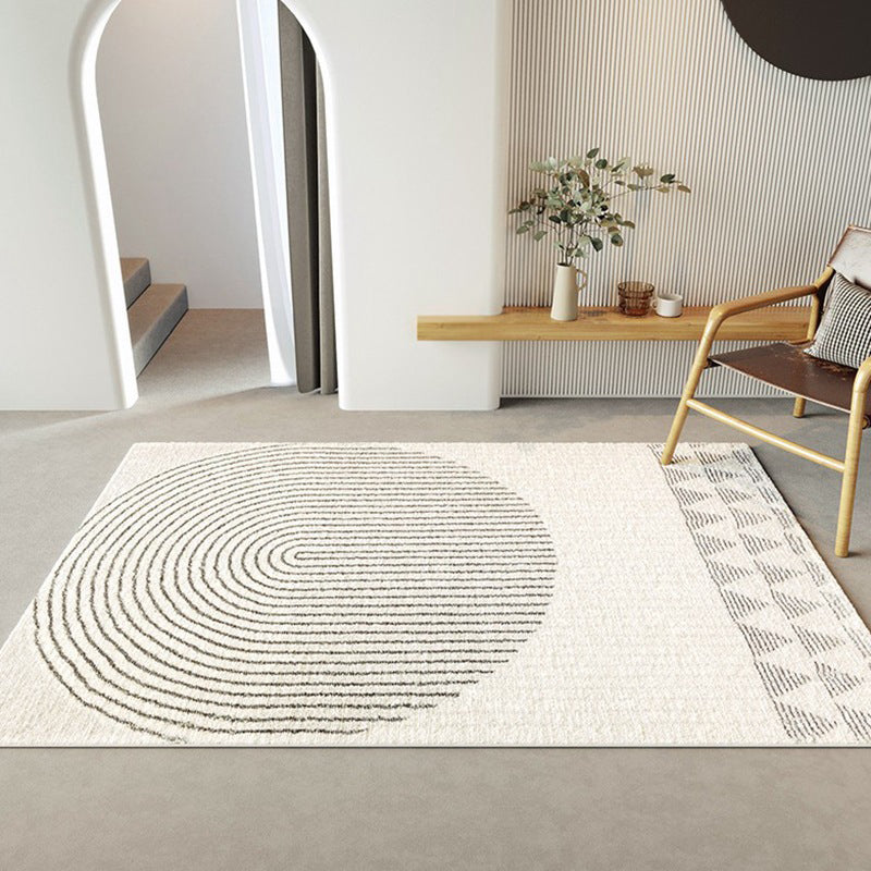 Light Grey Modern Carpet Polyester Striped Carpet Non-Slip Backing Carpet for Home Decor