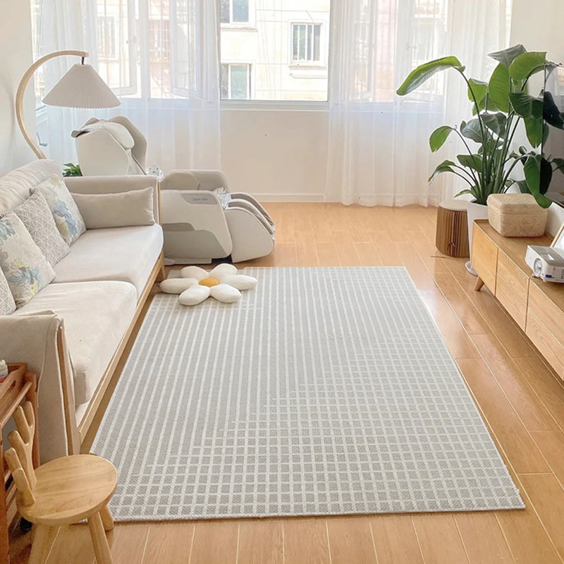 Grey Modern Area Carpet Geometric Pattern Polyester Area Rug Stain Resistant Rug for Living Room